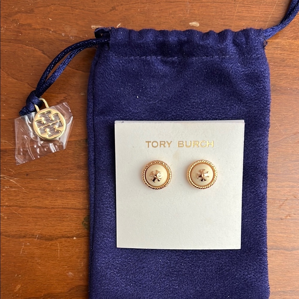 Tory Burch Gold Button Earrings